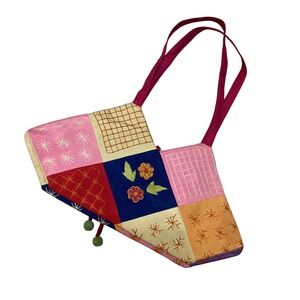 Patchwork Embroidered‎ Floral Tote Bag Colorful Shoulder Bag Purse